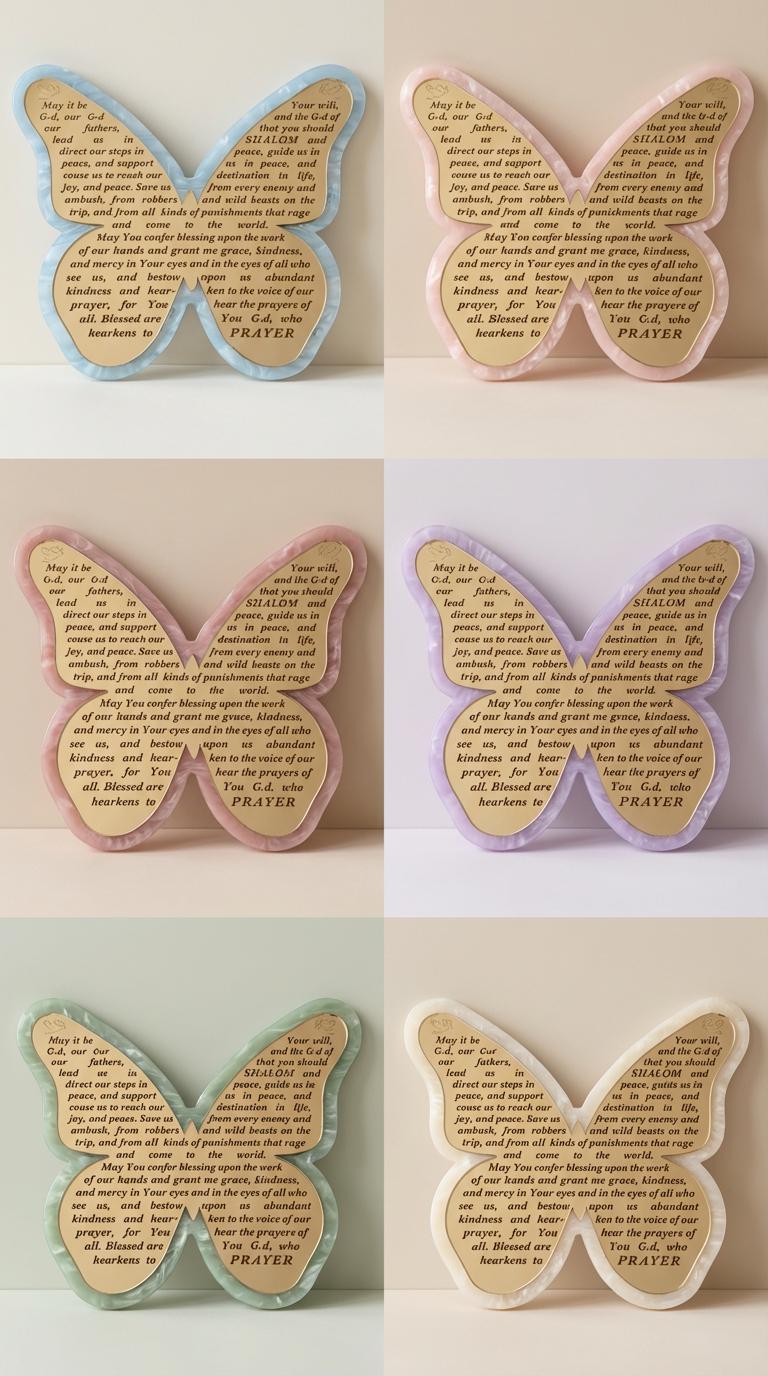 Gold Acrylic Butterfly Traveler's Prayer Wall Decor – Jewish Travel Blessing Judaica