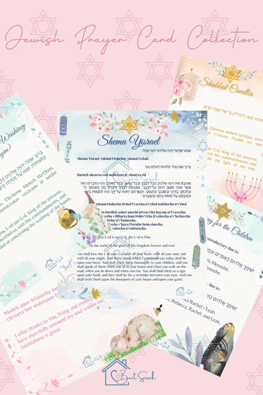 13 Blessing Cards | Daily Prayers + Shabbat & Havdalah Spanish and English