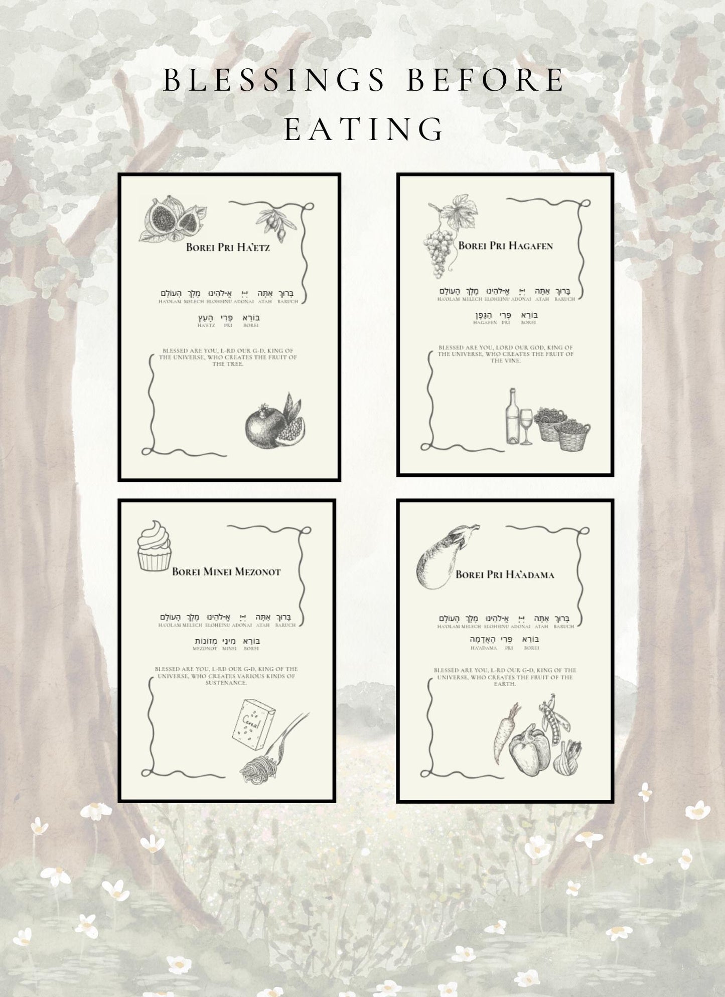 Blessings Before Eating (6 Cards - 4x5.4 in)