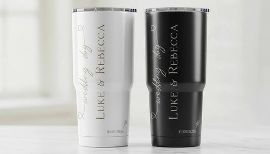 Personalized Wedding Tumbler - Engraved Stainless Steel, Bride & Groom Gift