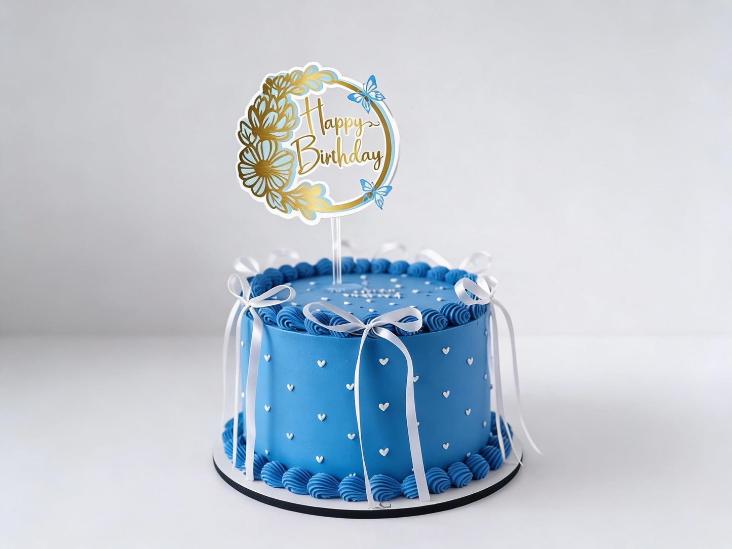 Floral Butterfly Birthday Cake Topper – Acrylic Gold Party Decor