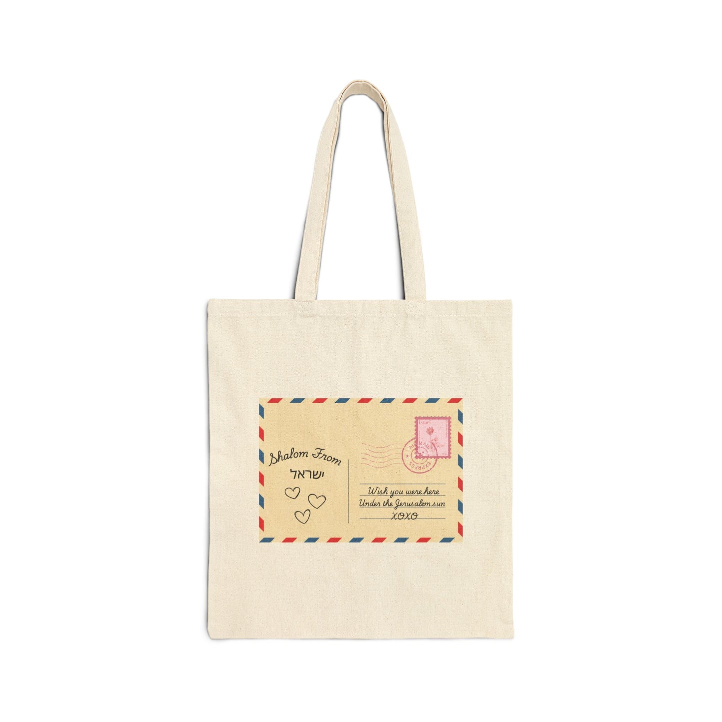 Vintage Love Postcard Cotton Tote Bag – Personalized Letter Design