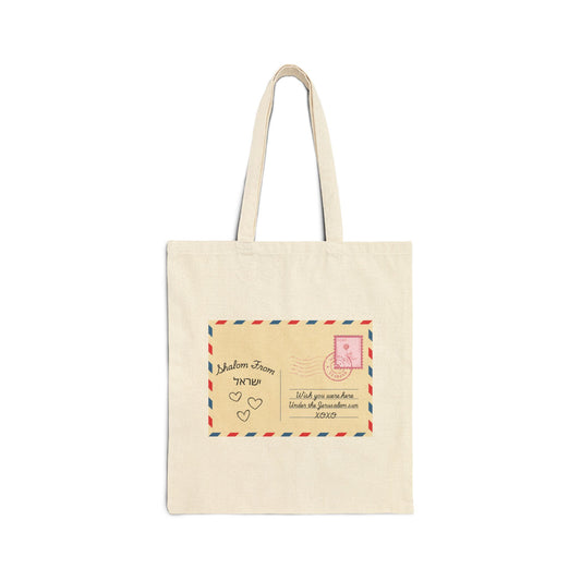 Vintage Love Postcard Cotton Tote Bag – Personalized Letter Design