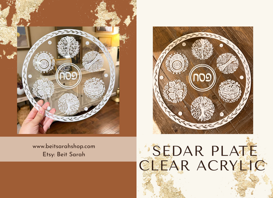 Elegant Acrylic Seder Plate | 11.5" Pesach Plate, Modern Judaica