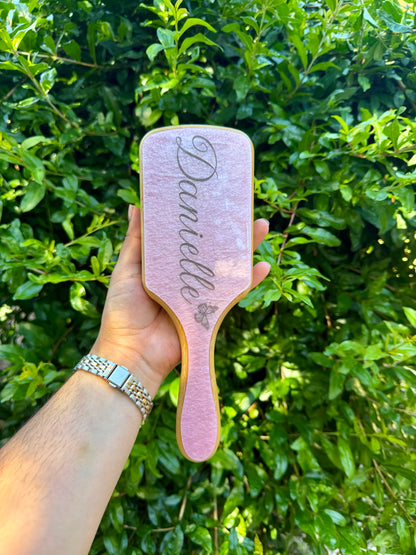 Personalized Pink Acrylic Paddle Hair Brush