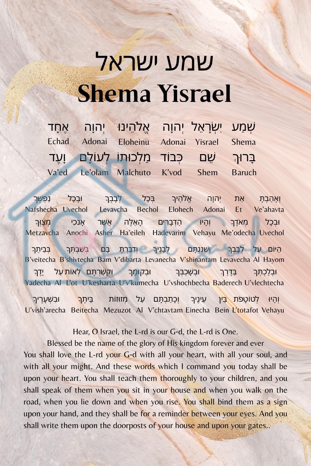 Shema Yisrael Prayer 8x10 in