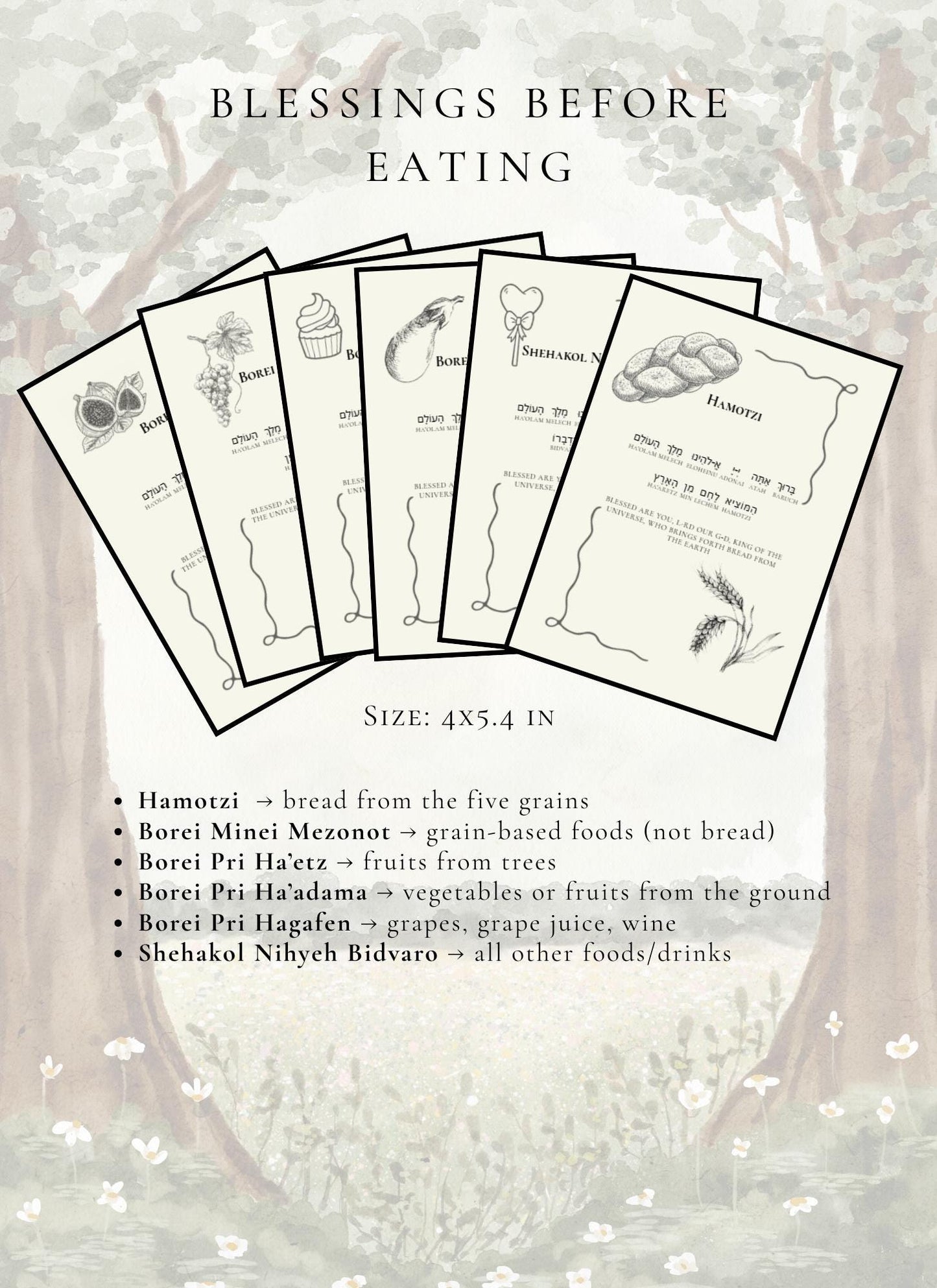 Blessings Before Eating (6 Cards - 4x5.4 in)