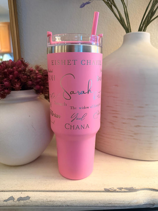 Proverbs 31 Woman of Valor – Eishet Chayil Personalized Tumbler | Biblical Women Cup | Custom Name | Jewish Gift for Her