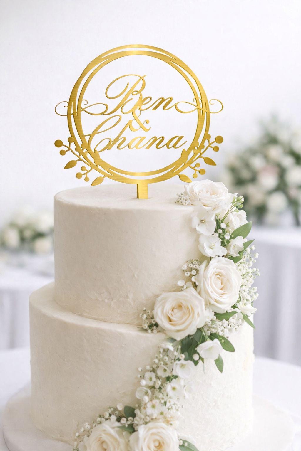 Customizable Wedding Cake Topper • Elegant Acrylic, Gold, Silver, Wood