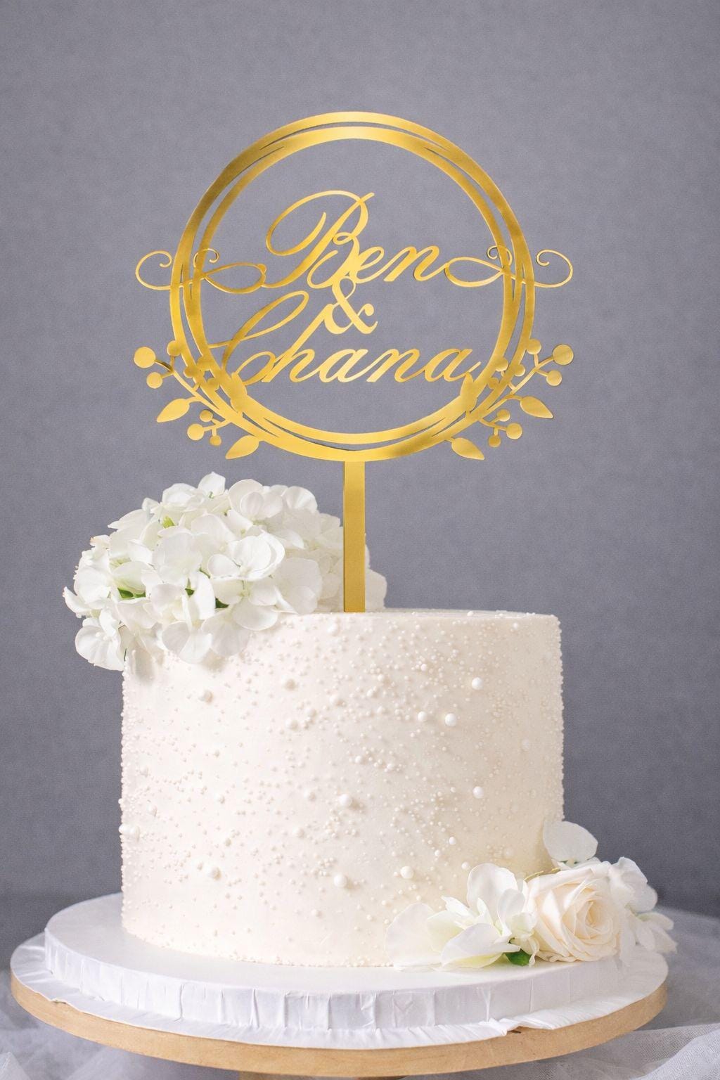Customizable Wedding Cake Topper • Elegant Acrylic, Gold, Silver, Wood