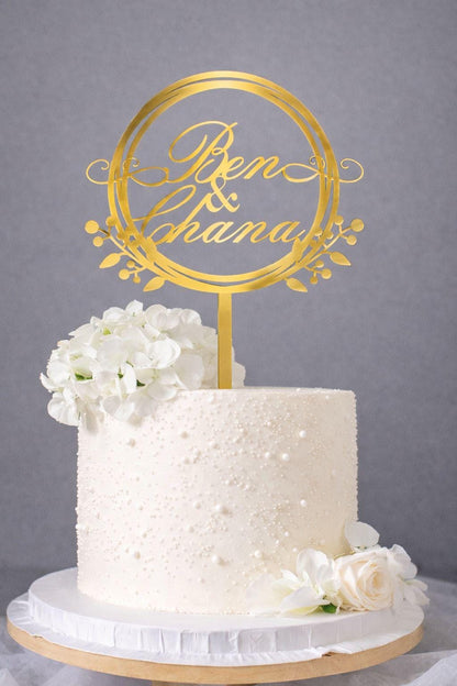 Customizable Wedding Cake Topper • Elegant Acrylic, Gold, Silver, Wood