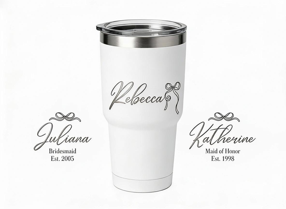 Personalized Bridesmaid Tumbler - Laser Engraved Wedding Party Gift