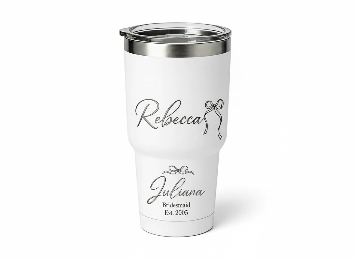 Personalized Bridesmaid Tumbler - Laser Engraved Wedding Party Gift