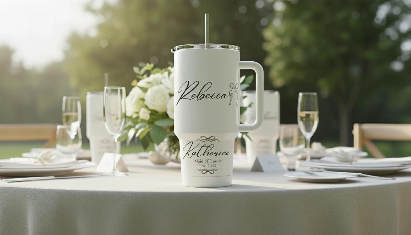 Personalized Bridesmaid Tumbler - Laser Engraved Wedding Party Gift