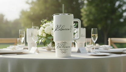 Personalized Bridesmaid Tumbler - Laser Engraved Wedding Party Gift