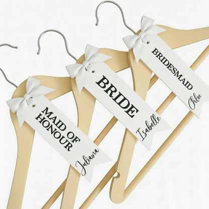 Personalized Wedding Hanger - Acrylic Tag| Custom Name | Bride Bridesmaid Maid of Honor | Quinceañera Dress Hanger | Sweet 15 Keepsake