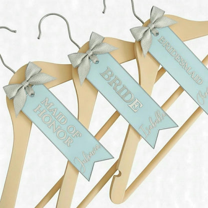 Personalized Wedding Hanger - Acrylic Tag| Custom Name | Bride Bridesmaid Maid of Honor | Quinceañera Dress Hanger | Sweet 15 Keepsake