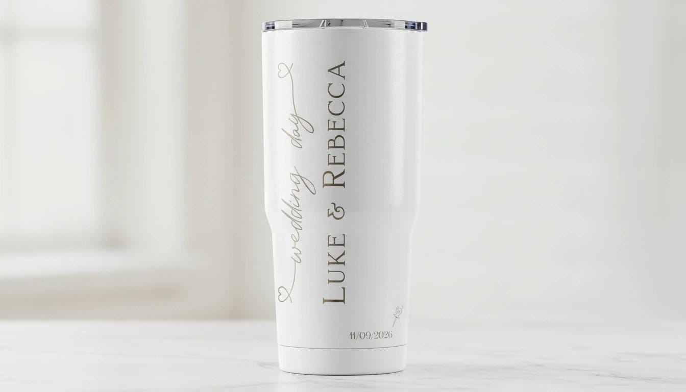 Personalized Wedding Tumbler - Engraved Stainless Steel, Bride & Groom Gift