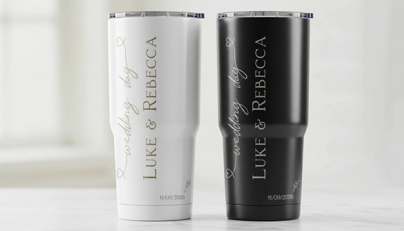 Personalized Wedding Tumbler - Engraved Stainless Steel, Bride & Groom Gift