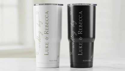 Personalized Wedding Tumbler - Engraved Stainless Steel, Bride & Groom Gift