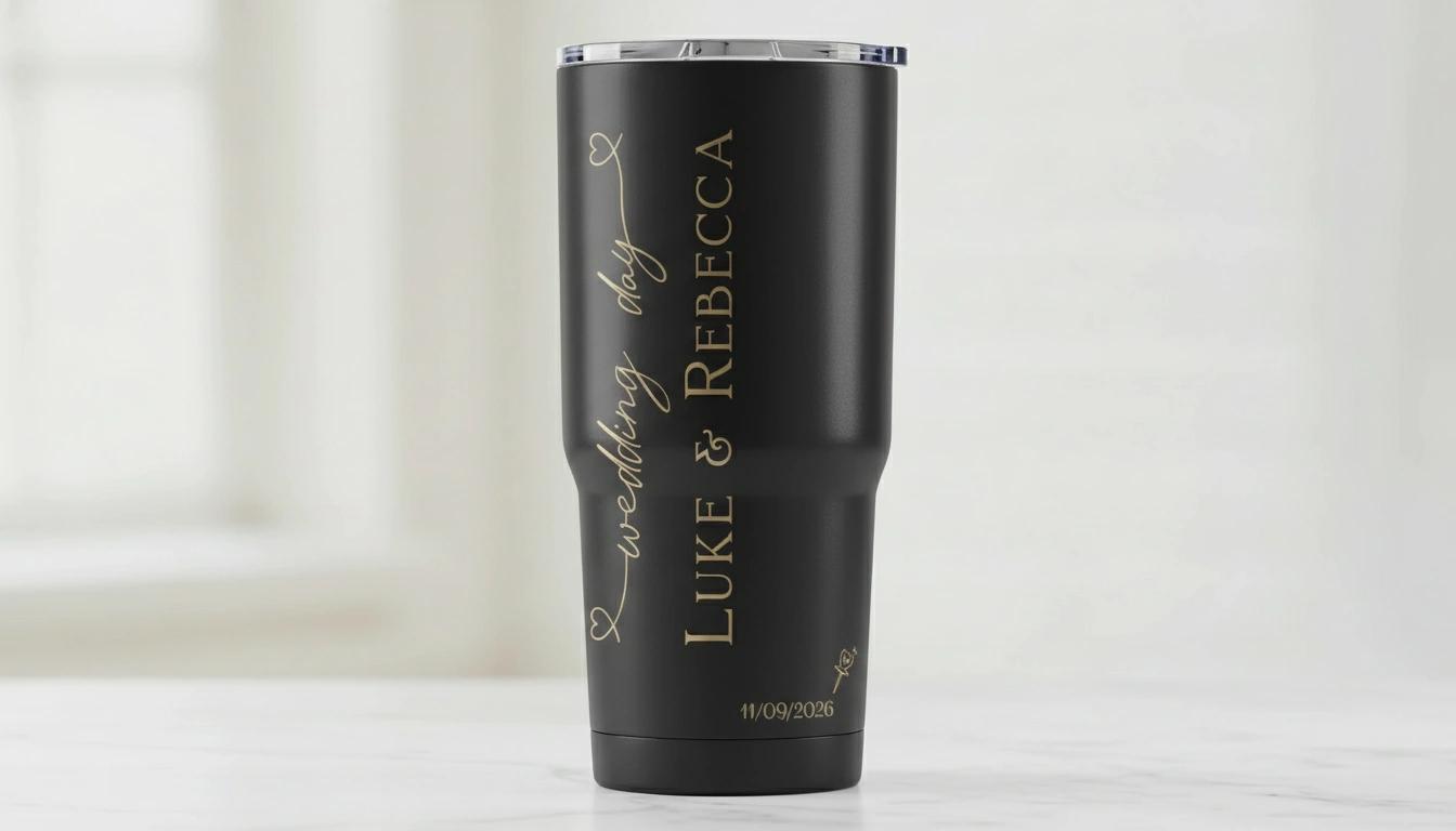 Personalized Wedding Tumbler - Engraved Stainless Steel, Bride & Groom Gift