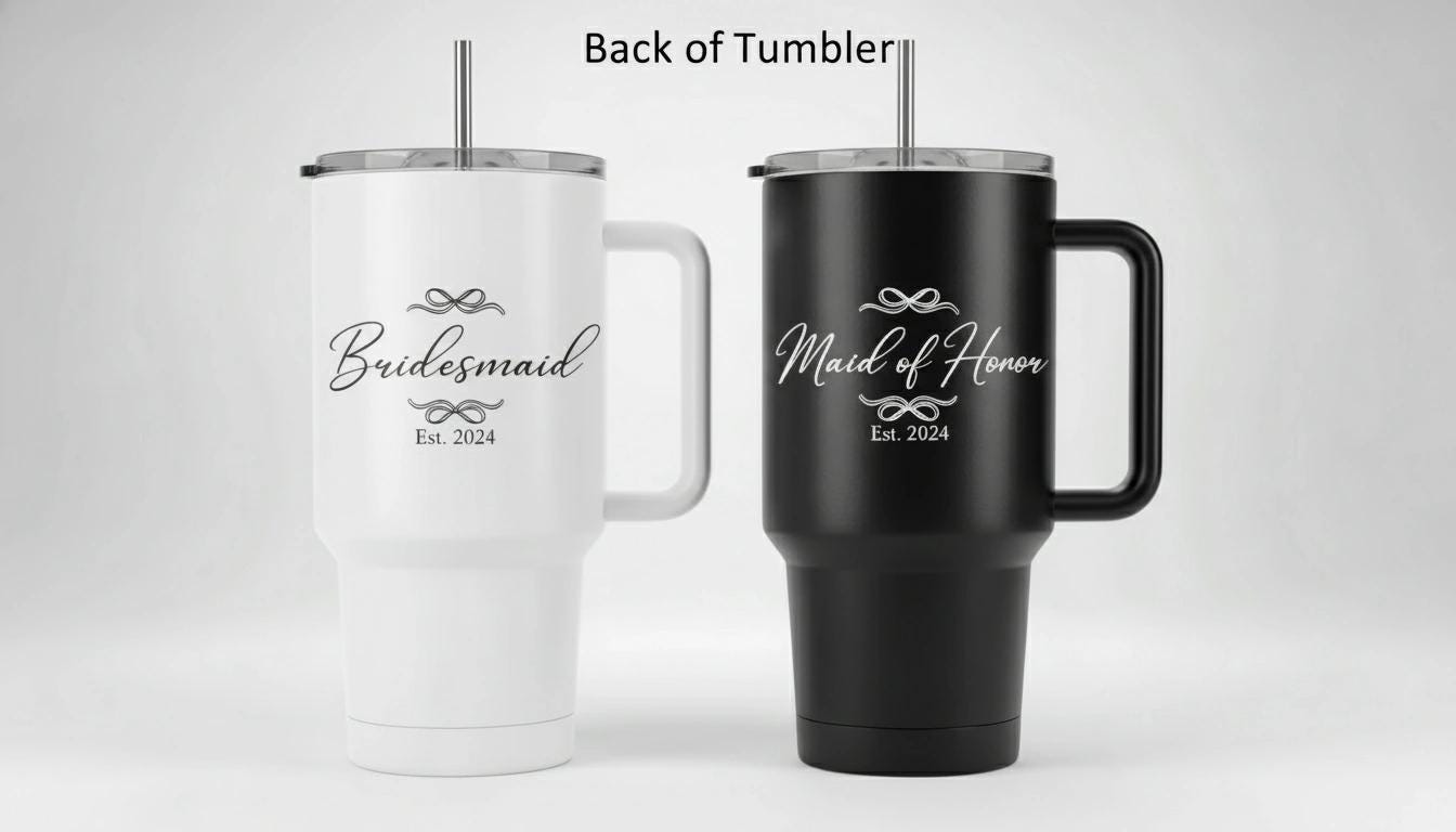 Personalized Bridesmaid Tumbler - Laser Engraved Wedding Party Gift
