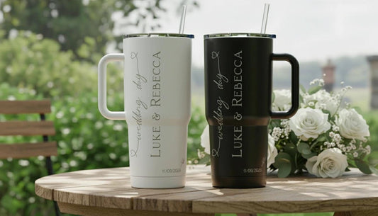 Personalized Wedding Tumbler - Engraved Stainless Steel, Bride & Groom Gift