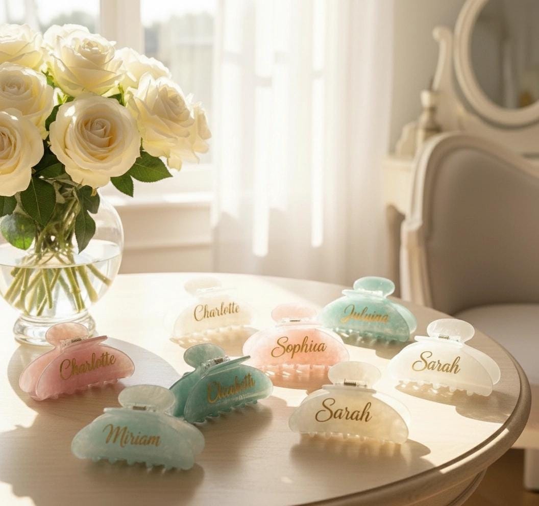 Personalized Name Hair Claw | Wedding, Quinceañera Favor