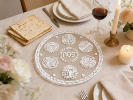 Elegant Acrylic Seder Plate | 11.5" Pesach Plate, Modern Judaica