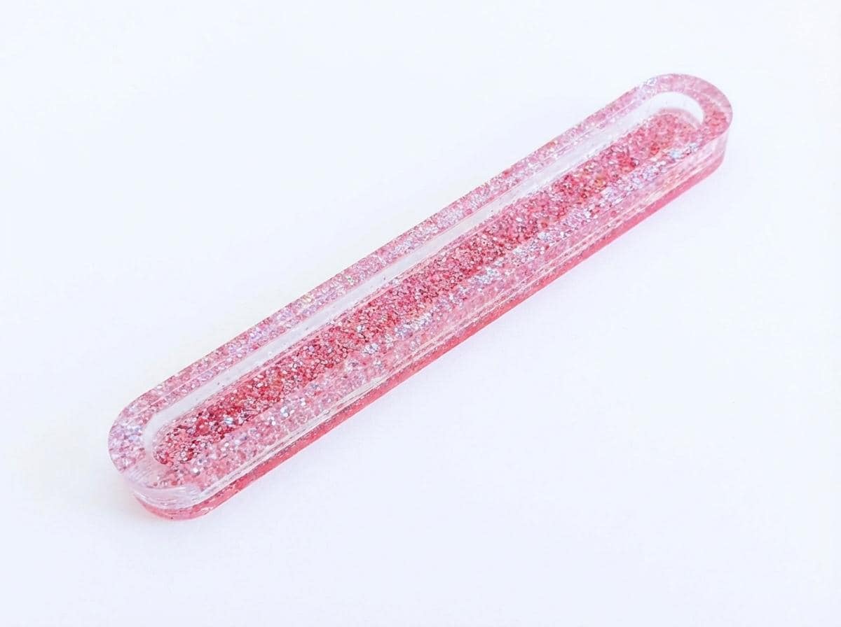 Modern Acrylic Mezuzah Case | Pink Glitter, Frosted White, Raised Shin