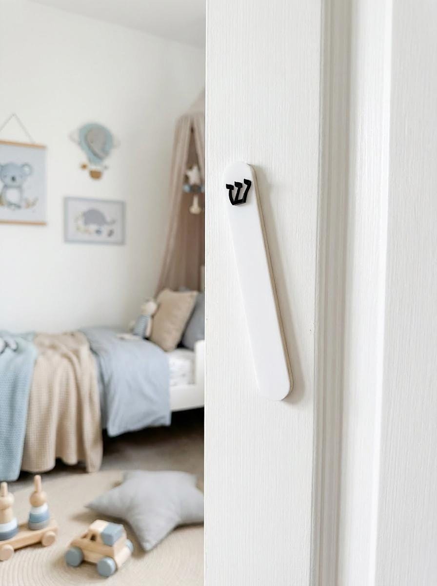 Modern Acrylic Mezuzah Case | Pink Glitter, Frosted White, Raised Shin