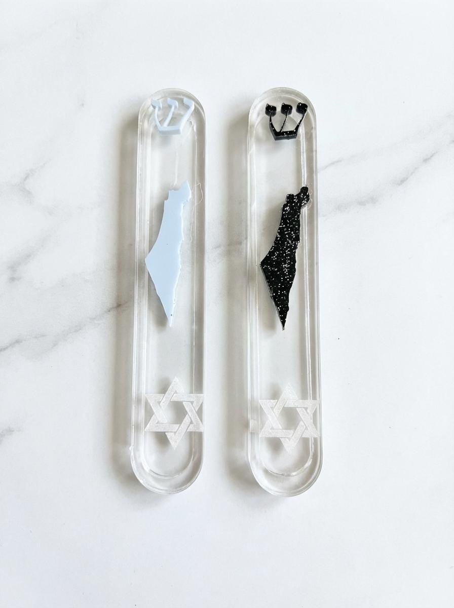 Modern Acrylic Mezuzah Case | Raised Shin, Israel Silhouette, Jewish Home Decor