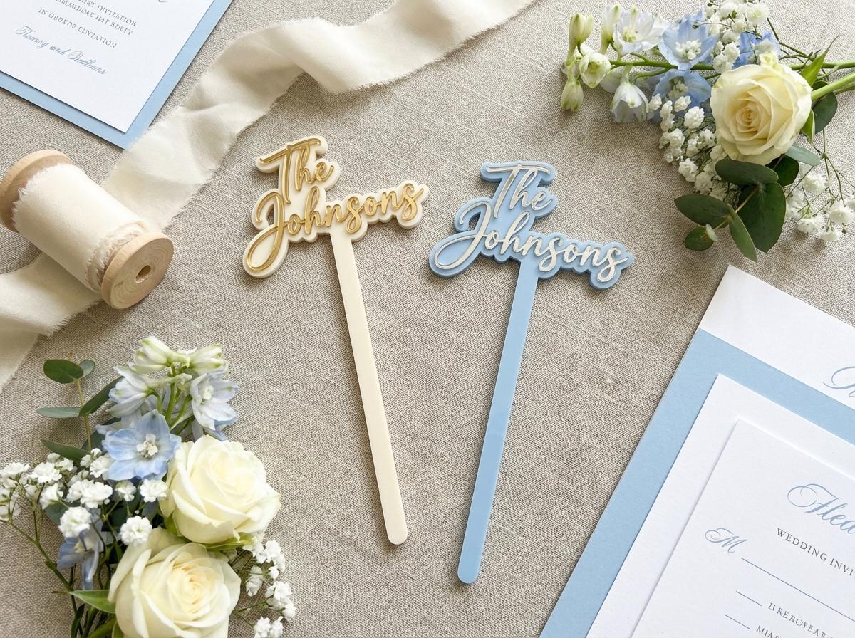 Custom Acrylic Wedding Stir Sticks | Mr Mrs Last Name Established Cocktail Decor
