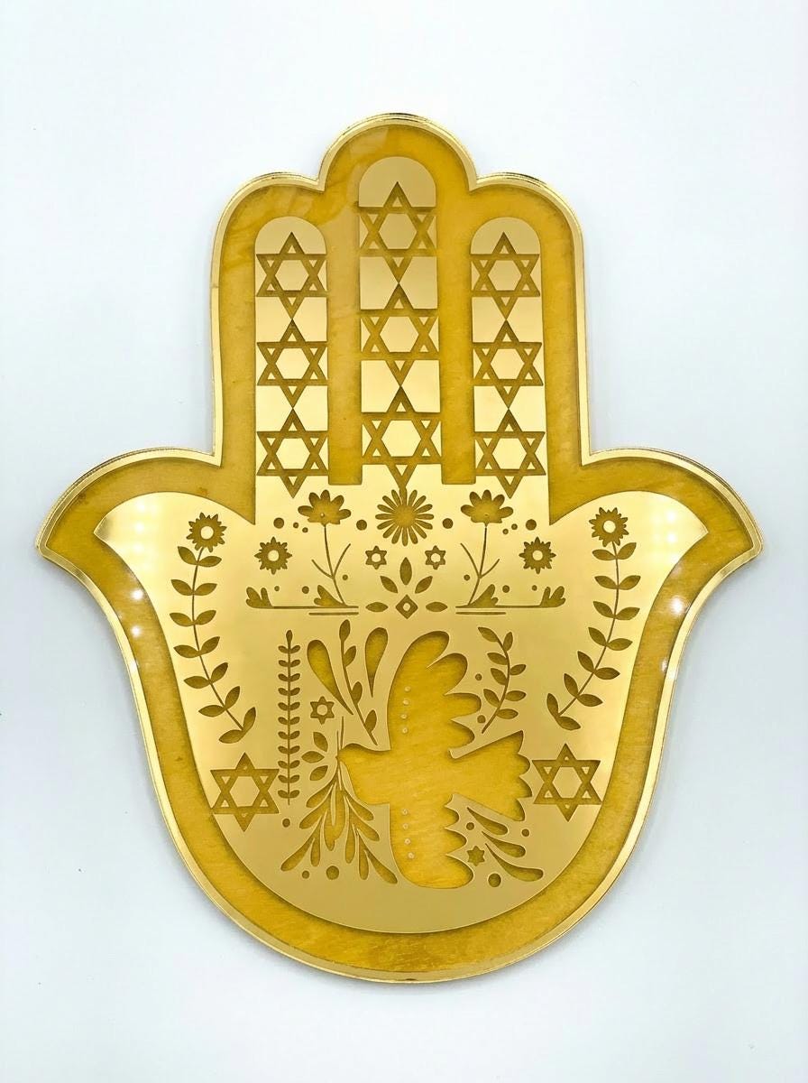 Gold Mirror Hamsa Wall Decor - Jewish Home Blessing, Set of 2