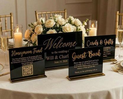 Acrylic Wedding Sign Bundle: Welcome, Guest Book, Cards Gifts, Honeymoon Fund
