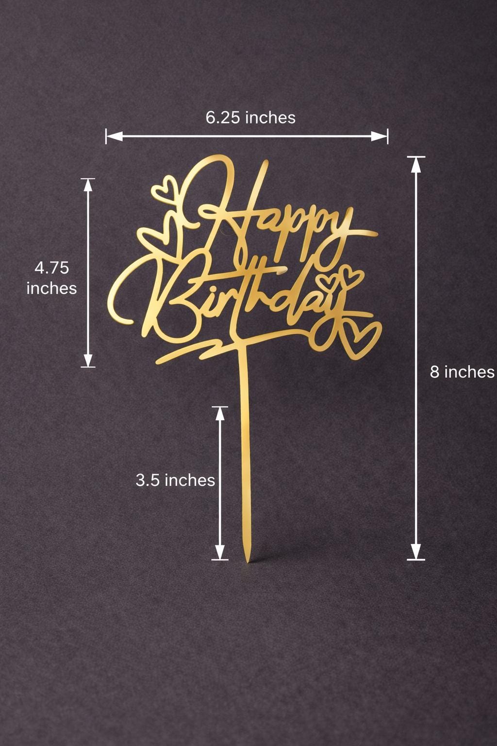 Double-Layer Happy Birthday Cake Topper | Mirror Gold Acrylic Elegant Script Decor