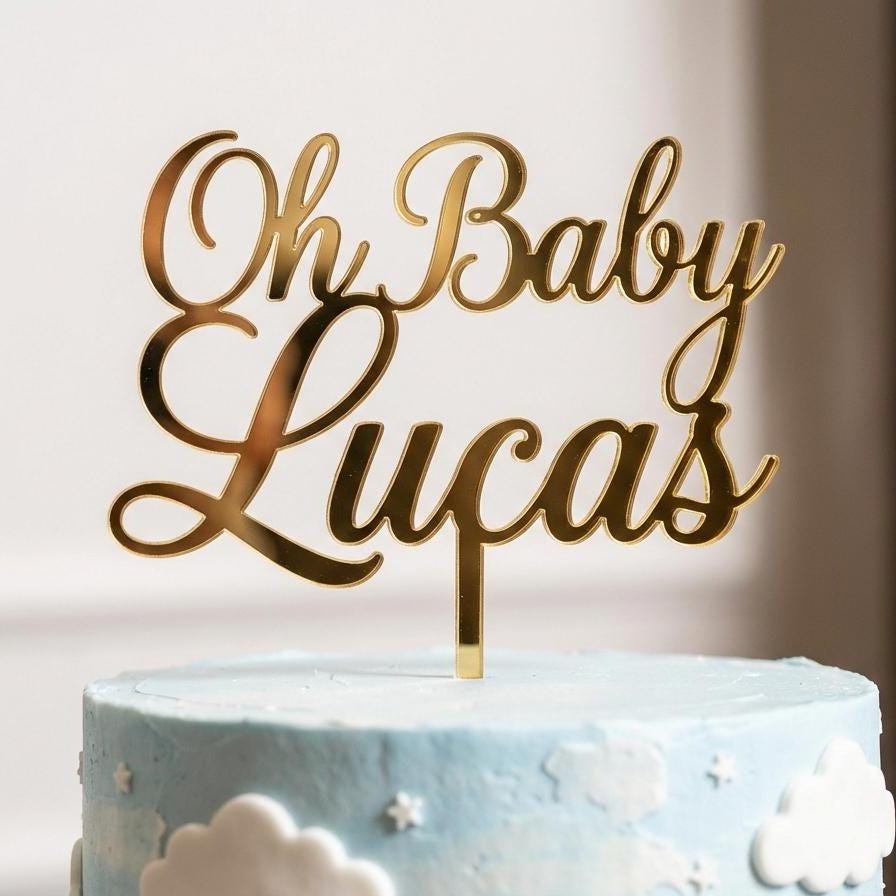 Personalized Baby Shower Cake Topper | Custom Welcome Baby Name Sign