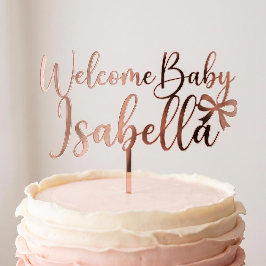 Personalized Baby Shower Cake Topper | Custom Welcome Baby Name Sign
