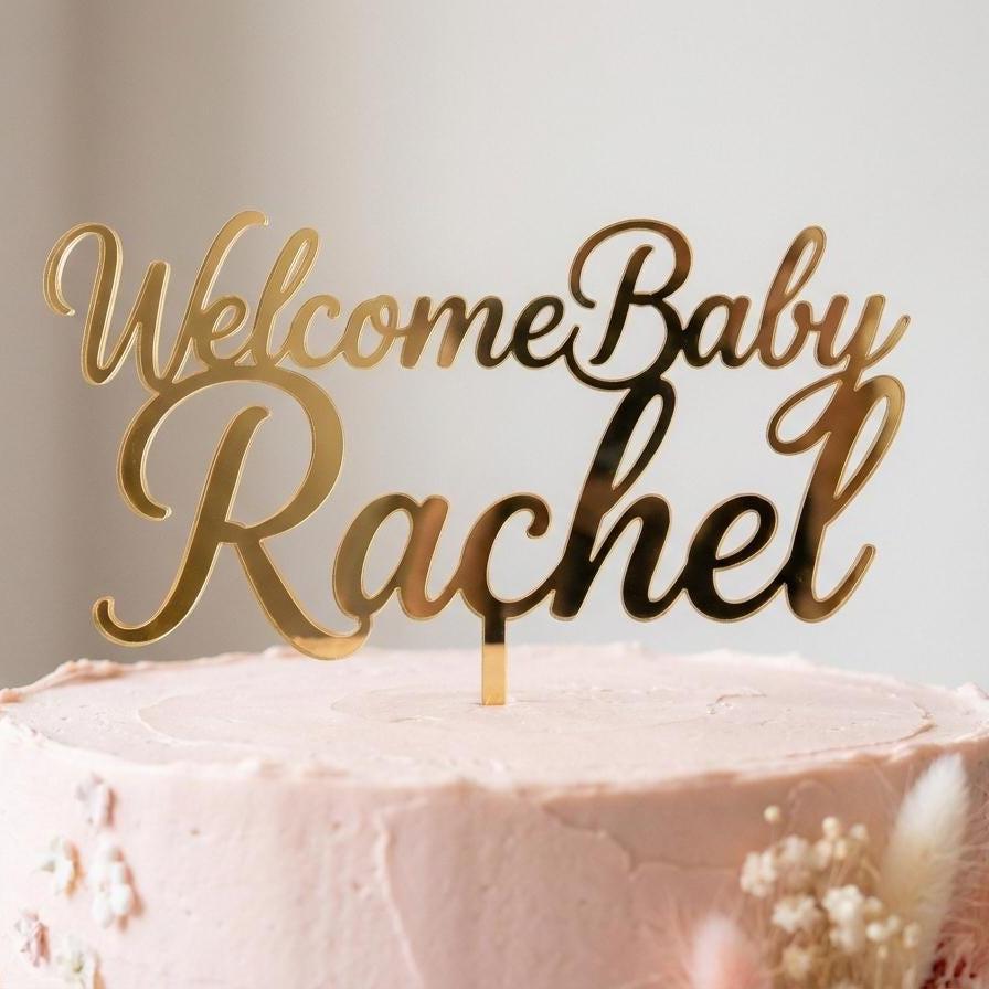 Personalized Baby Shower Cake Topper | Custom Welcome Baby Name Sign