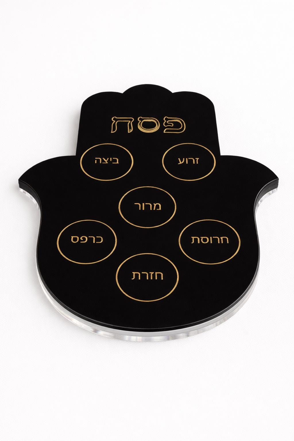 Hamsa Seder Plate: Modern Acrylic Pesach Tray for Jewish Passover Table Decor