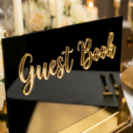 Modern Acrylic Wedding Guest Book Sign: Elegant Reception Table Decor