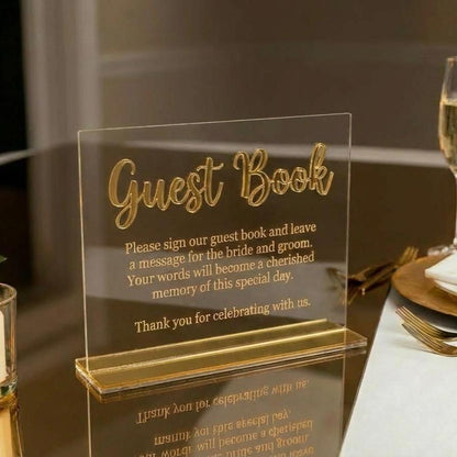 Modern Acrylic Wedding Guest Book Sign: Elegant Reception Table Decor