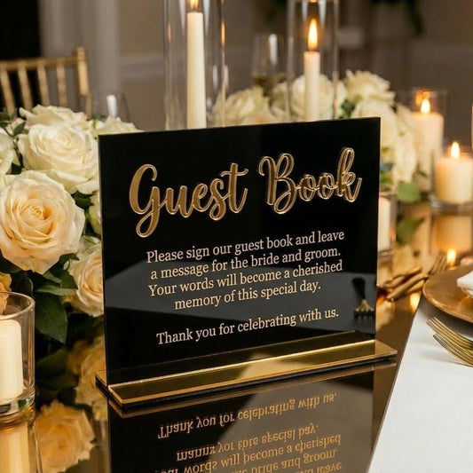 Modern Acrylic Wedding Guest Book Sign: Elegant Reception Table Decor