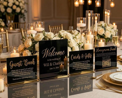 Acrylic Wedding Sign Bundle: Welcome, Guest Book, Cards Gifts, Honeymoon Fund