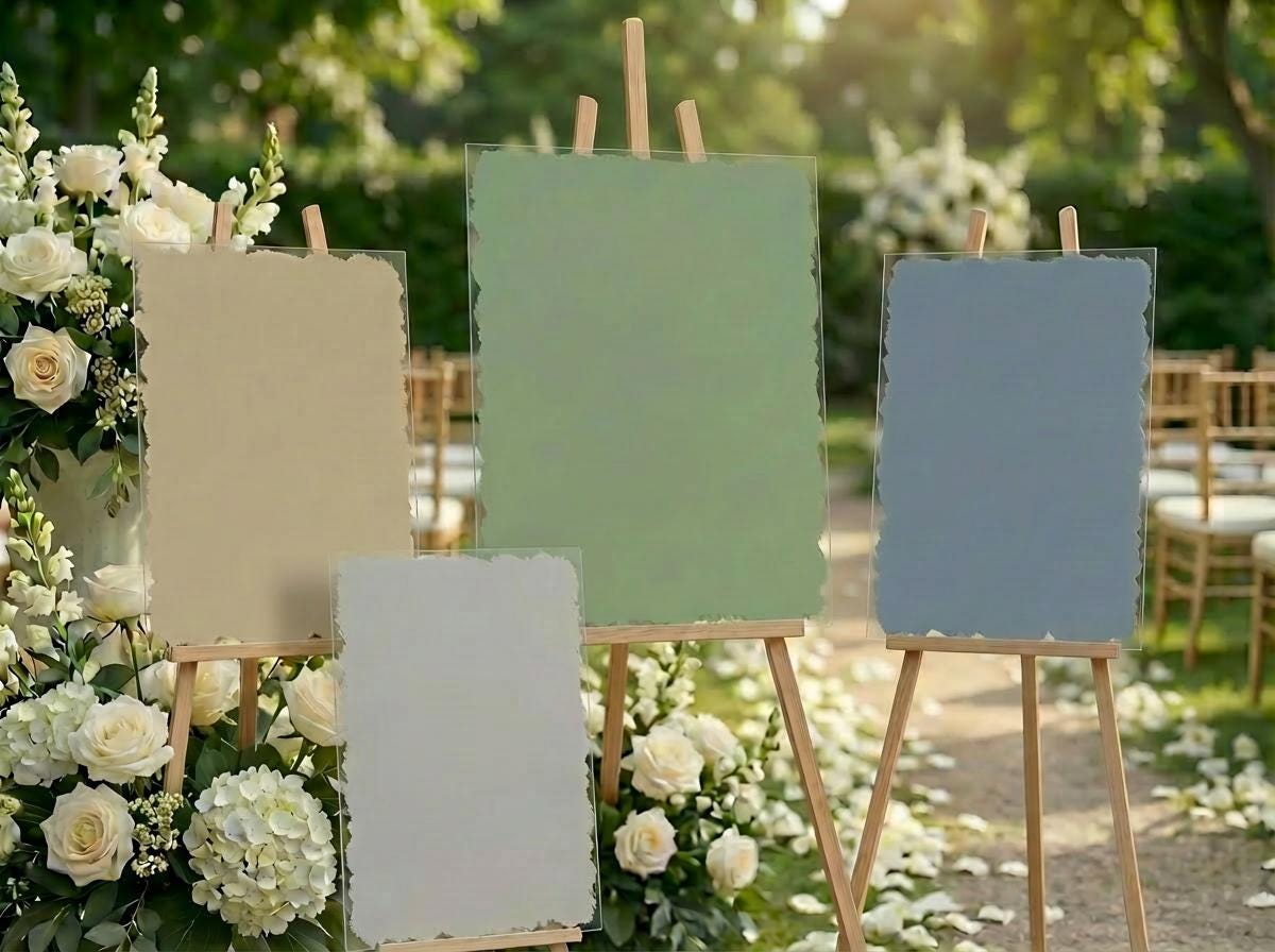 Personalized Painted Acrylic Wedding Welcome Sign, Mirror Gold Lettering Event Decor