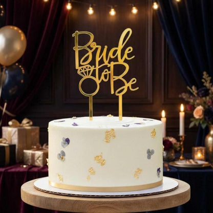 Gold Acrylic Bride To Be Cake Topper | Bridal Shower Engagement Bachelorette Decoration