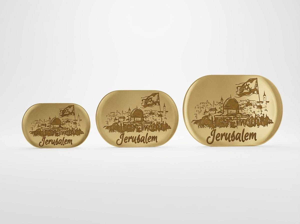 Jerusalem Skyline Wall Art – Gold Mirror Acrylic Judaica Decor