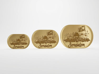 Jerusalem Skyline Wall Art – Gold Mirror Acrylic Judaica Decor