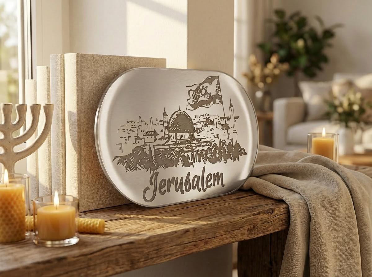 Jerusalem Skyline Wall Art – Gold Mirror Acrylic Judaica Decor