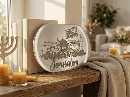 Jerusalem Skyline Wall Art – Gold Mirror Acrylic Judaica Decor